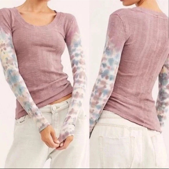 Free People Women's Big Sur Tie-Dye Tee, Misty Mountain Color - Picture 2 of 9